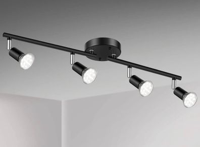 4 Way GU10 6W Ceiling Light Fitting, Spot Light Ceiling Spotlight Swiveling Lamp Light Bases Angle Adjustable for Kitchen Bedroom Living Room and Showroom (FREE POSTAGE)