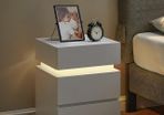 Bedside table with LED lighting Bedside Table with LED Lighting, Side Table, Bedside Cabinet, Sofa Table, Adjustable Colours, 3 Drawers, Bedroom, Modern, 35 x 40 x 55 cm, White