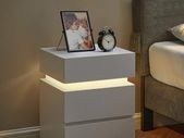 Bedside table with LED lighting Bedside Table with LED Lighting, Side Table, Bedside Cabinet, Sofa Table, Adjustable Colours, 3 Drawers, Bedroom, Modern, 35 x 40 x 55 cm, White