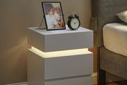 Bedside table with LED lighting Bedside Table with LED Lighting, Side Table, Bedside Cabinet, Sofa Table, Adjustable Colours, 3 Drawers, Bedroom, Modern, 35 x 40 x 55 cm, White