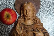 Vintage Jesus Sacred Heart Italian resin wall plaque devotional religious item