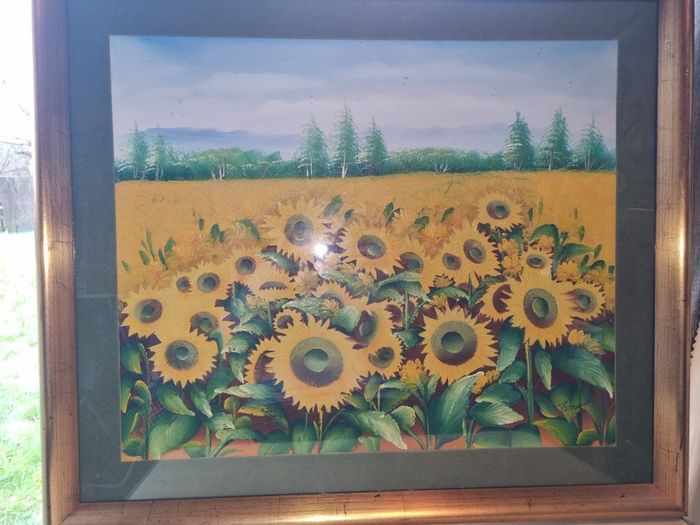 Large and Sunflower Oil Painting by C. R. Benoit