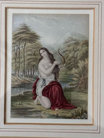 Antique Victorian Le Blond & Co. Print - "The Lyre" (c. 1855) Framed