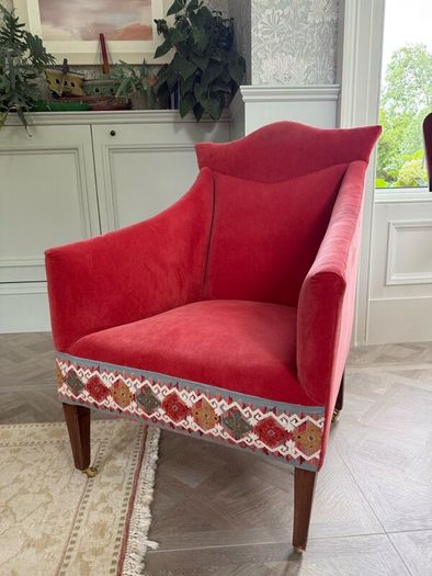 Restored vintage armchair in Colefax & fowler