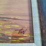 Framed Fisherman Painting Sunset Original On Paper Signed And Framed Sunset Asian Fishing Site. Image 6