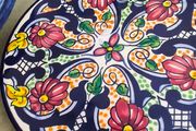 Spanish Hand Painted Ceramic wall plate, Floral Mediterranean Talavera Style Wall Art or hot pot holder