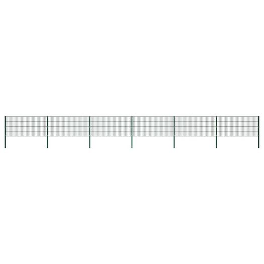 Fence Panel with Posts Iron 10.2x0.8 m Green