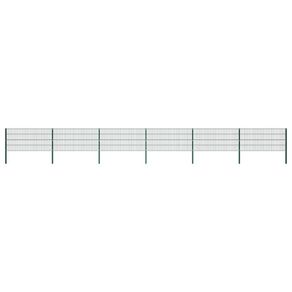 Fence Panel with Posts Iron 10.2x0.8 m Green