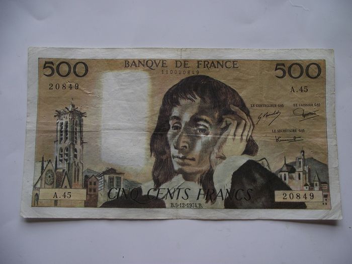 1974 France 500 Francs. Good Condition