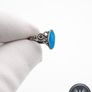 Antique Victorian Blue Glass Intaglio Tiny Silver Ring Image 5