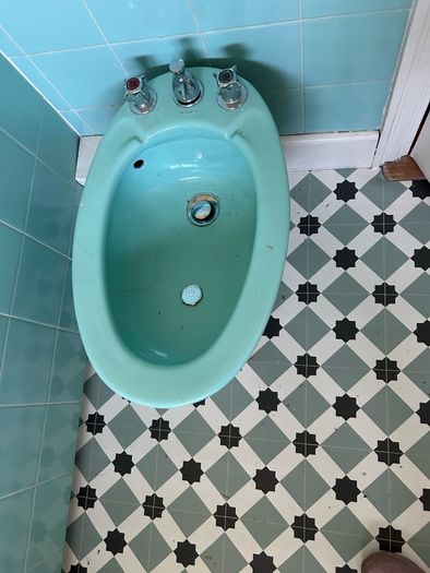 Vintage bath, bidet, basin and pedestal