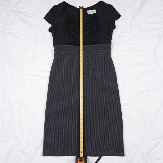 Joseph Ribkoff Black Grey Pinstripe Corporate Bodycon Midi Sheath Dress 10UK/38EU