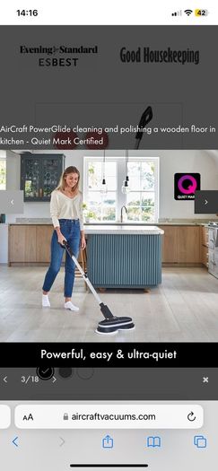 AirCraft PowerGlide Cordless Hard Floor Cleaner  - Cleaning And Buffering Around 20 Square Metres Per Minute
