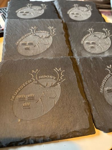 munster rugby black slate coasters