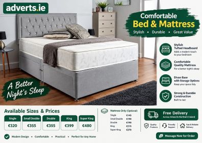 Grey Divan Bed & Mattress Sets  Free Delivery Ireland & NI