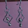 Stainless Steel Earrings with Bells, Handmade Wire Art, Geometric Dangles Image 6