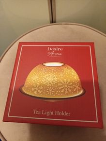 Cream ceramic chrristmas candle holder