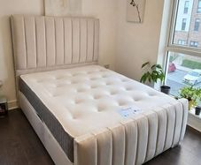 Cream bed And Mattress