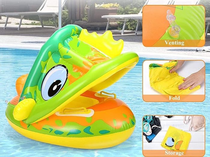 Baby Unicorn Pool Float with Sun Canopy -Baby Swim Ring,Inflatable Swimming Ring Infant Baby Floatie Spring Float Pool Fit Safety Seat (FREE SHIPPING)