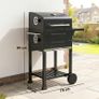 Portable Charcoal Grill with Stainless Steel Grates Side Shelf Thermometer Ash Pan and Wheels Black Image 5