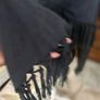 100% Suede Fringed Scarf in Petrol Blue Image 6