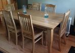 Solid Oak Dining Room Table & Chairs