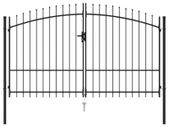 Fence Gate Double Door with Spike Top Steel 3x2 m Black