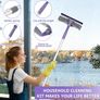 Window Squeegee Cleaning Equipment Kit, Long Handle Extendable Telescopic Glass Cleaner Brush with 7 Extension Pole - 105 inch, Bendable Head Scraper  Scrubber Tool Image 3