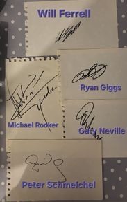 Signed blank cards by Will Ferrell, Colm Meaney, Michael Rooker, Man Utd, Colin Farrell, John Lithgow etc