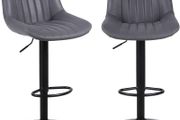 NEW SALE | Bar Stools Set of 2, Swivel Counter Height Barstools with Back, Adjustable PU Leather Bar Stool, Modern Kitchen Breakfast Bar Stools, Dark Grey
