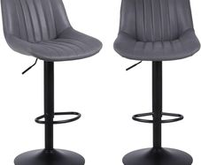 NEW SALE | Bar Stools Set of 2, Swivel Counter Height Barstools with Back, Adjustable PU Leather Bar Stool, Modern Kitchen Breakfast Bar Stools, Dark Grey