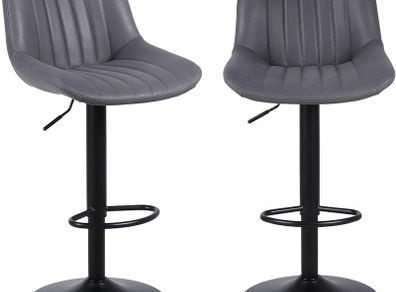 NEW SALE | Bar Stools Set of 2, Swivel Counter Height Barstools with Back, Adjustable PU Leather Bar Stool, Modern Kitchen Breakfast Bar Stools, Dark Grey