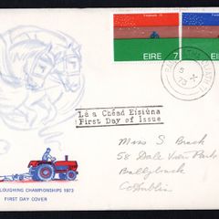 1973 Ireland World Ploughing Championship: Wellington Bridge Commemorative Stamp Harp Cover Club illustrated First Day Cover (FDC)