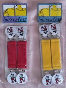Mickey Mouse Vintage Jumper Suspenders / Mitten Clips