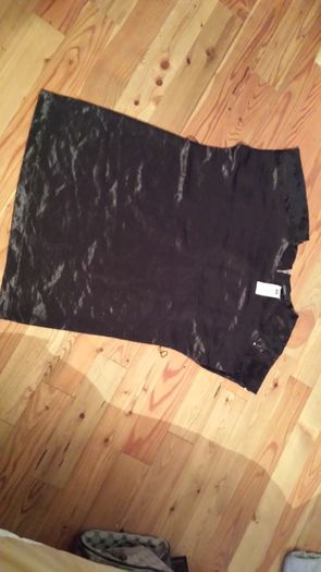 Black satin and sequined top