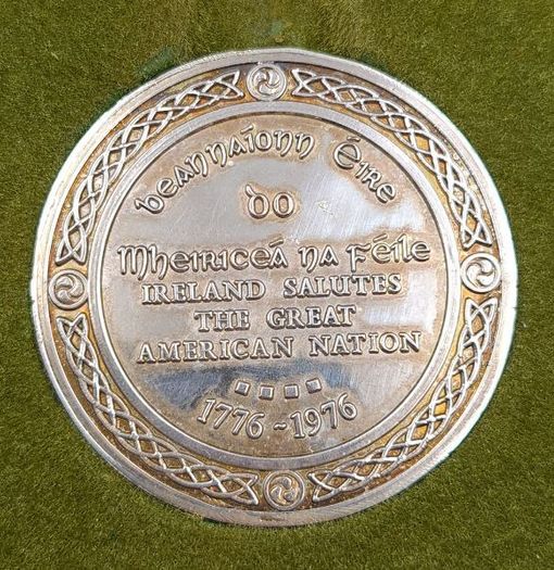 "The Irish in America" one ounce fine silver bicentennial commemoration medallion