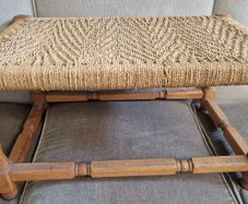 1950s - 1960s Oak footstool with woven top