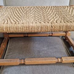 1950s - 1960s Oak footstool with woven top