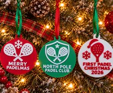 Set of 3 Padel Christmas Ornaments, Xmas Padel Lover Gift, 3D Printed Decoration