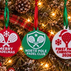 Set of 3 Padel Christmas Ornaments, Xmas Padel Lover Gift, 3D Printed Decoration