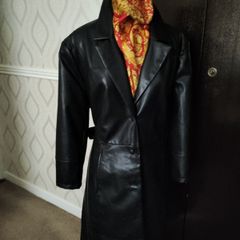 Faux Leather Trench Coat