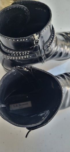 LK BENNETT black Hi-shine studded ankle boots Sz 40 (Fit 7UK)  - Rrp 229 (New)