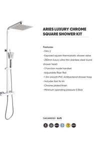 ARIES Thermostatic rainhead square chrome shower