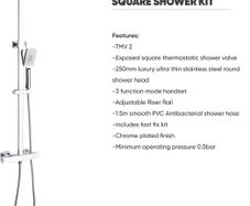 ARIES Thermostatic rainhead square chrome shower