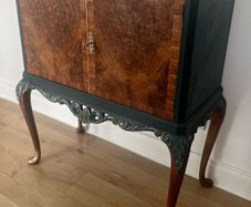 SALE! Burl Front Vintage Cocktail Bar/Cabinet