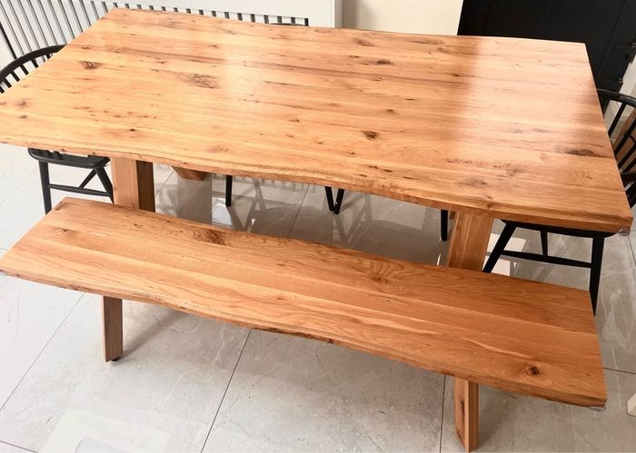 Rustic Oak Dining Table and Bench