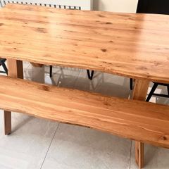 Rustic Oak Dining Table and Bench