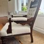 Vintage Solid Wood Upholstered Armchairs Image 3