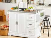 Kitchen Island  with  Expandable Stainless Steel Top