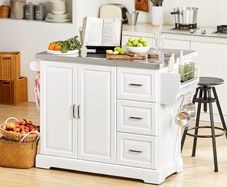 Kitchen Island  with  Expandable Stainless Steel Top